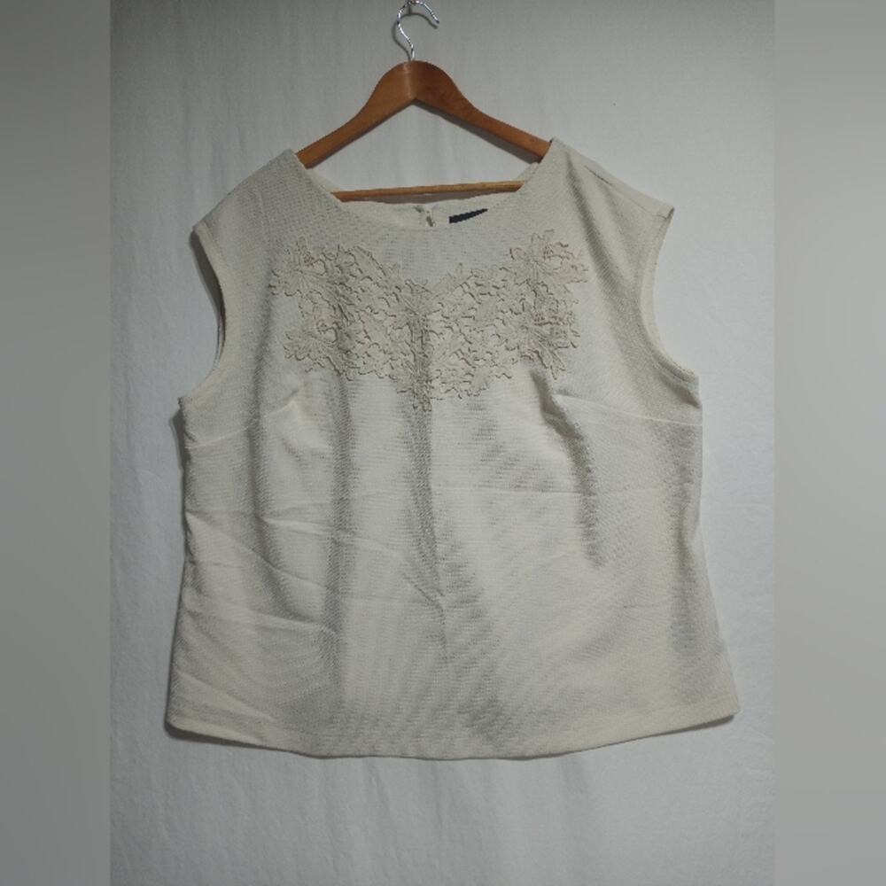 Worthington Lace Cottage Core Pullover Tank Top Blouse Size 3X Cream